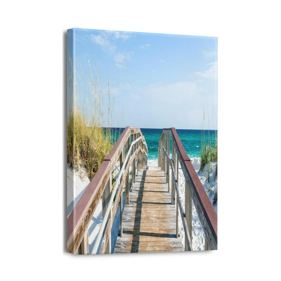 Beach Wall Art Pictures for Bathrooms Size 12''x16'' Framed Canvas Decor, Seacoast Theme Perfect for Bedroom & Kitchen, Modern Coastal Ocean Artwork Home Decorations