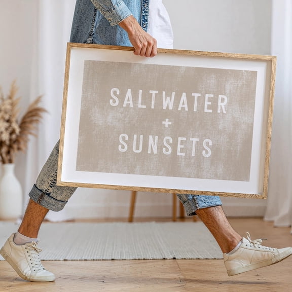 Beach Wall Art Print, Saltwater And Sunsets Poster, Coastal Wall Decor