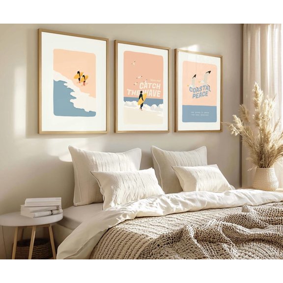 Beach Wall Art Prints Neutral Beach Wall Art Pastel Beach Print Coastal Art Wave Wall Art Beige Muted Palette Art Ocean Picture Poster Set 3