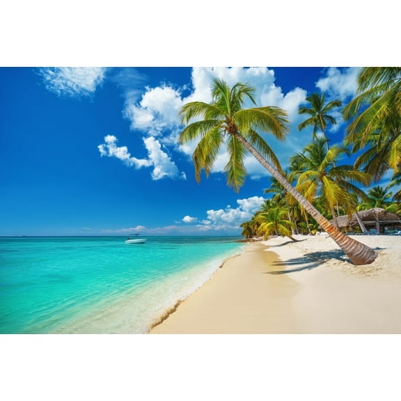 Beach Wall Art Tropical Beach and Palms Framed Painting Canvas Art For Bedroom Livingroom Decoration Ready to Hang