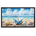 thumbnail image 1 of Beach Wall Decor Seaside Paper Boats Rustic Landscape Ocean Canvas Art Wall Decor For Bedroom Livingroom Office, 1 of 1