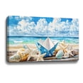 thumbnail image 1 of Beach Wall Decor Seaside Paper Boats Rustic Landscape Ocean Canvas Art Wall Decor For Bedroom Livingroom Office, 1 of 1