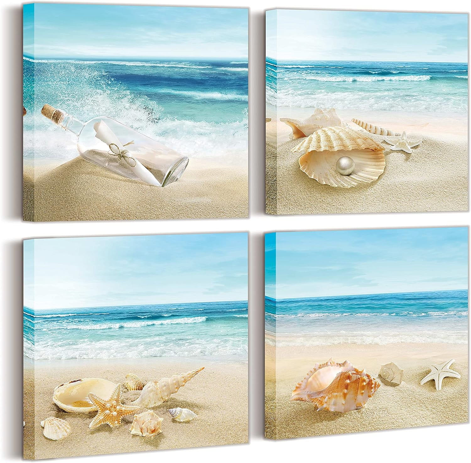 Beach Wall art for living room Bedroom Seashell Pictur Wall Decor for ...