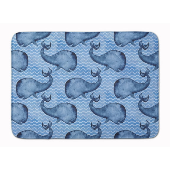 Beach Watercolor Whales Machine Washable Memory Foam Mat