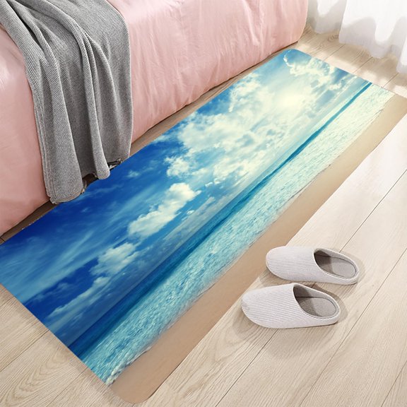 Beach Wave Dawn Anti-Fatigue Ergonomic Carpet, 45x17.5 Inch Kitchen Non-Slip Mat, Bathroom Bath Mat, Bedroom and living Room Use Thickened Extended Memory Foam Absorbent Mat.