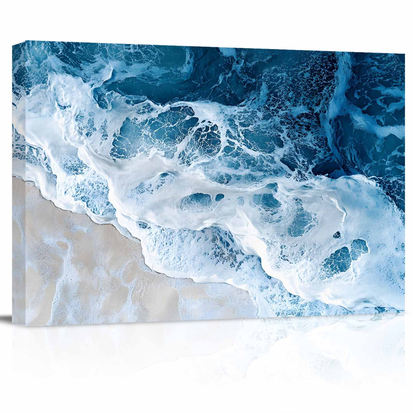 Beach Wave Modern Art Canvas Print Wall Art Watercolor Blue Ocean ...