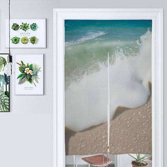Beach Wave Pattern Door Curtain Nordic Living Room DoorCurtain Porch Partition Curtain Kitchen Rative Half Curtain