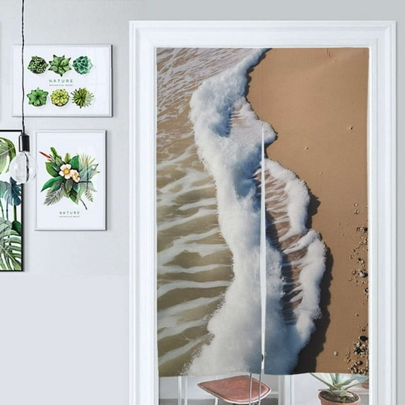 Beach Wave Pattern Door Curtain Nordic Living Room DoorCurtain Porch Partition Curtain Kitchen Rative Half Curtain