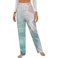 thumbnail image 1 of Beach Wave Print Winter Female Pants Flannel High Waist Women Pants Lady Warm Straight Leg Plush Trousers, 1 of 7