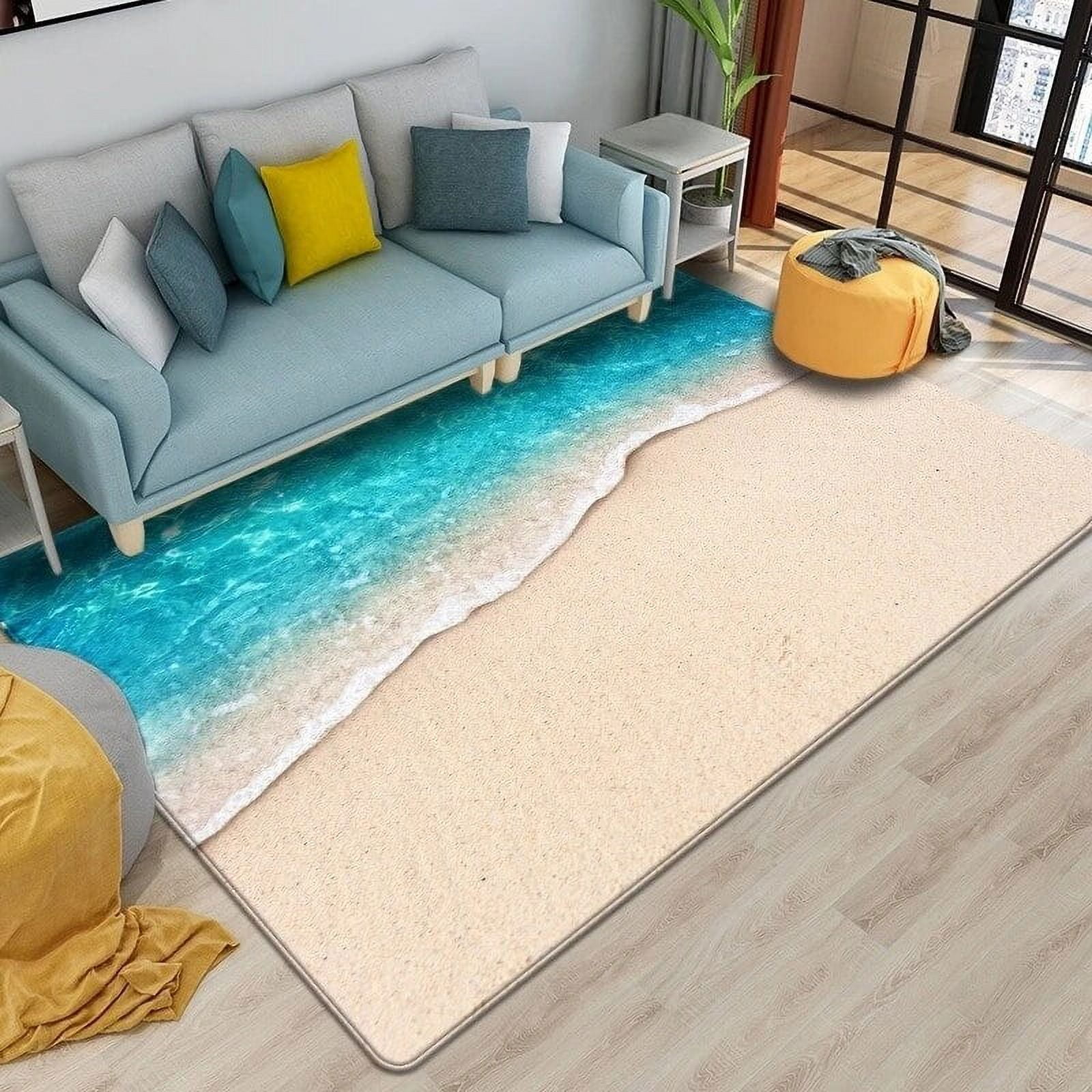 Beach Waves 3D Printed Carpets for Living Room Kids Room Rug Kitchen