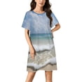 thumbnail image 1 of Beach Waves Tranquility Women Nightgown Sleepwear Short Sleeves For Vacations Travels Nightgowns Women's Pajamas, 1 of 7