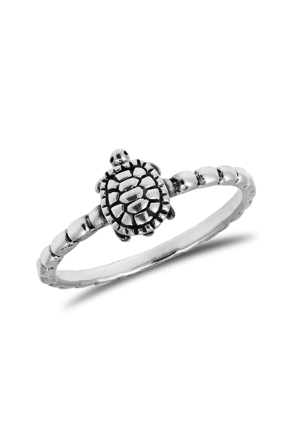 Beach Whimsical Sea Turtle Animal .925 Sterling Silver Band Ring-7