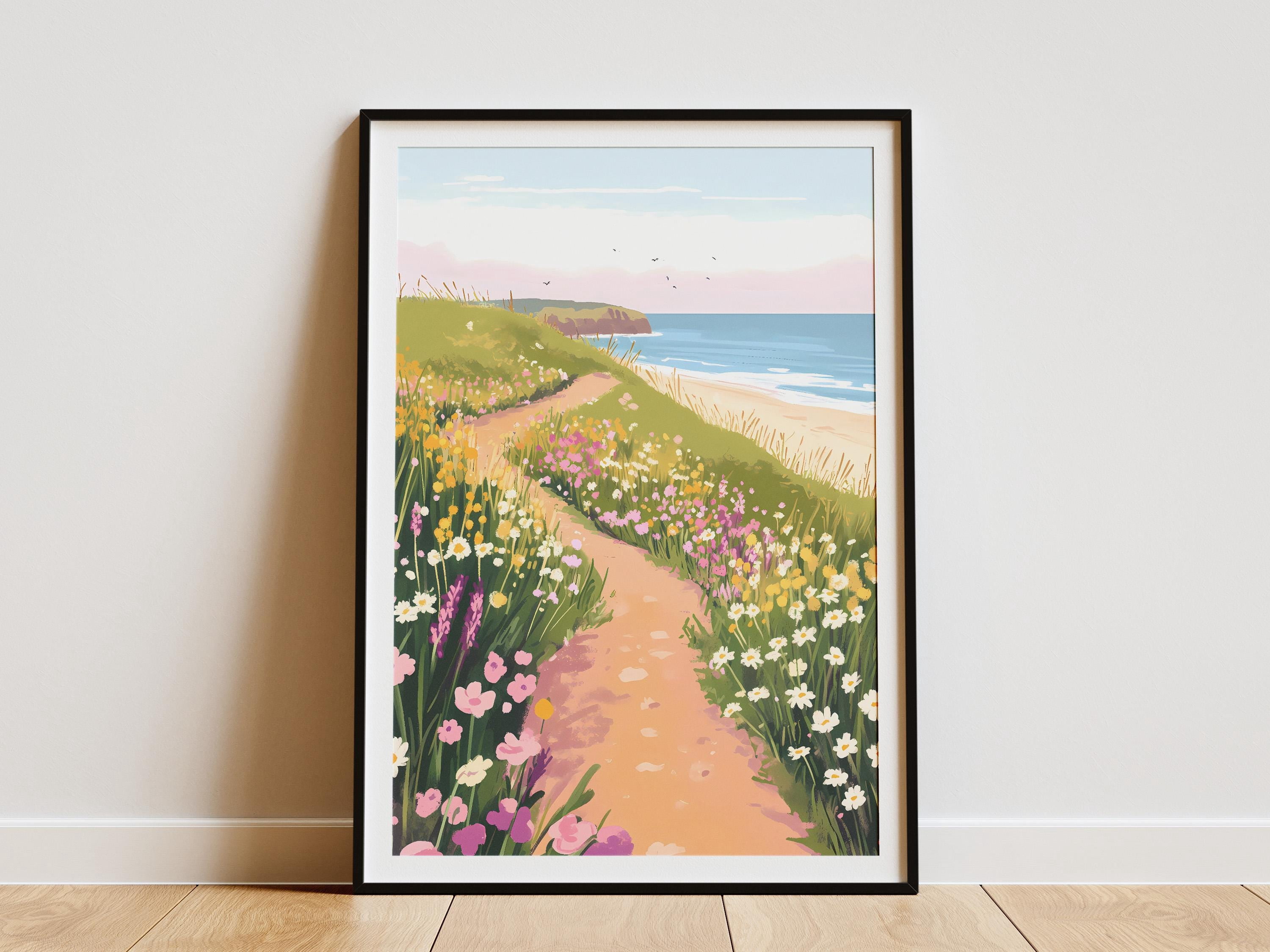 Beach Wildflowers Poster Coastal Path Print Summer Flowers Art Floral ...