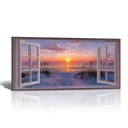 thumbnail image 1 of Beach Window Canvas Wall Art - Large Coastal Picture Landscape Canvas Prints Tropical Sea Paintings, Horizontal Summer Seascape Artwork for Living Room Bedroom, 1 of 7