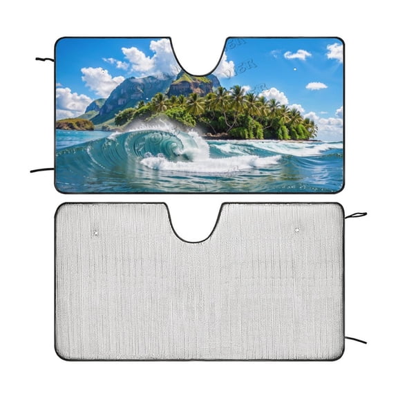 Beach Windshield Sunshade Foldable Car Sun Shade Windshield Reflective Sun Visor Sun Blocker Visor Protector Auto Accessories 55"x30"