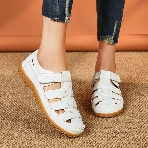 Beach Women's Sandals Clearance, Xunlbb Women's Fashion Casual Spring New Beach Round Toe Thick-Soled Sandals(White,Size:43)