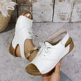 thumbnail image 1 of Beach Women's Sandals Clearance, Xunlbb Women's Fashion Casual Summer New Style Roman Lace-Up Fish Mouth Thick Bottom One-Foot Slip-On Round Head Open Toe Beach Sandals(White,Size:42), 1 of 9