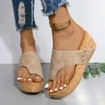 thumbnail image 1 of Beach Women's Sandals Clearance, Xunlbb Women's Summer New Plus-size Flip-flops Wedge With Stylish Beach Casual Sandals(Khaki,Size:37), 1 of 9