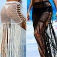 thumbnail image 1 of Beach Wrap Solid Breathable Tassle Design Crochet Mesh Charming Beach Cover Up for Outdoor, 1 of 7