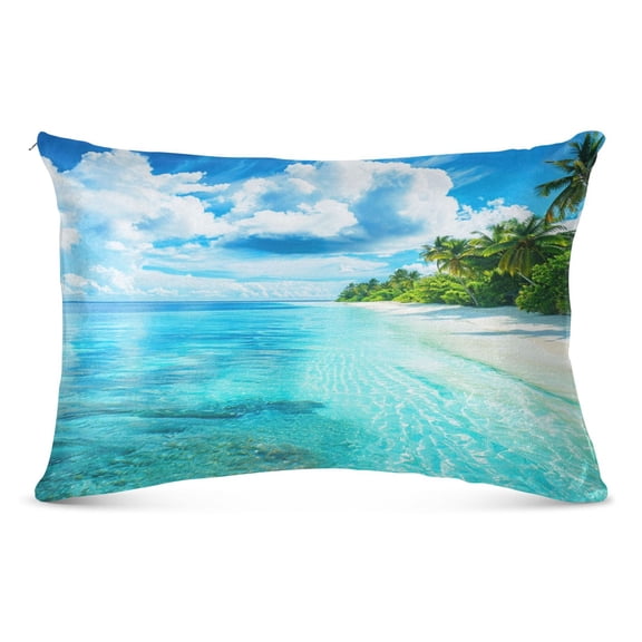 Beach and Blue Sea Plush Pillow Cases Queen Size Ultra Soft Warm Pillowcases with Zipper 20"x30"