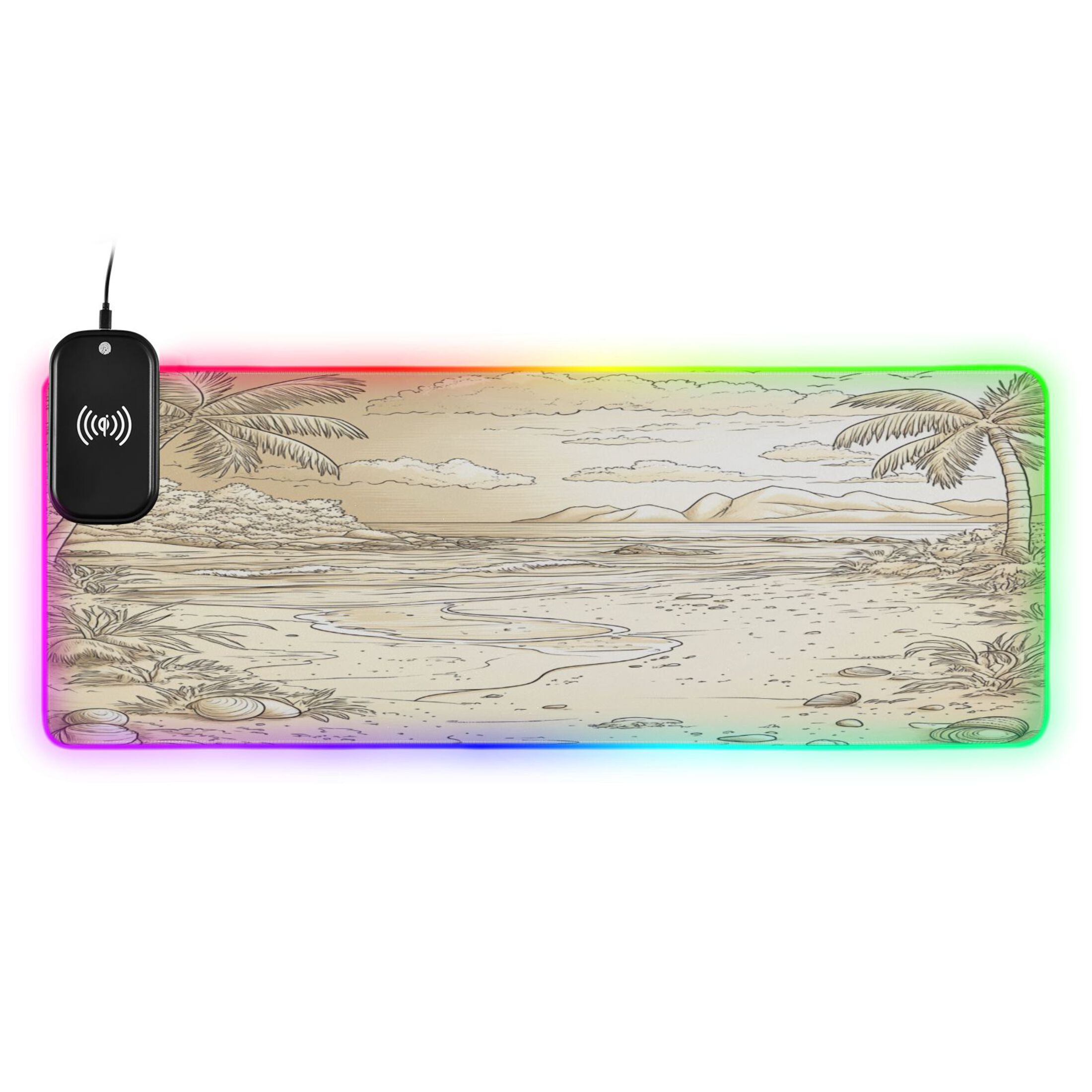 Tree Mouse Gaming Beach and Palm Trees Large RGB Gaming Mouse Pad with Fast Wireless ...