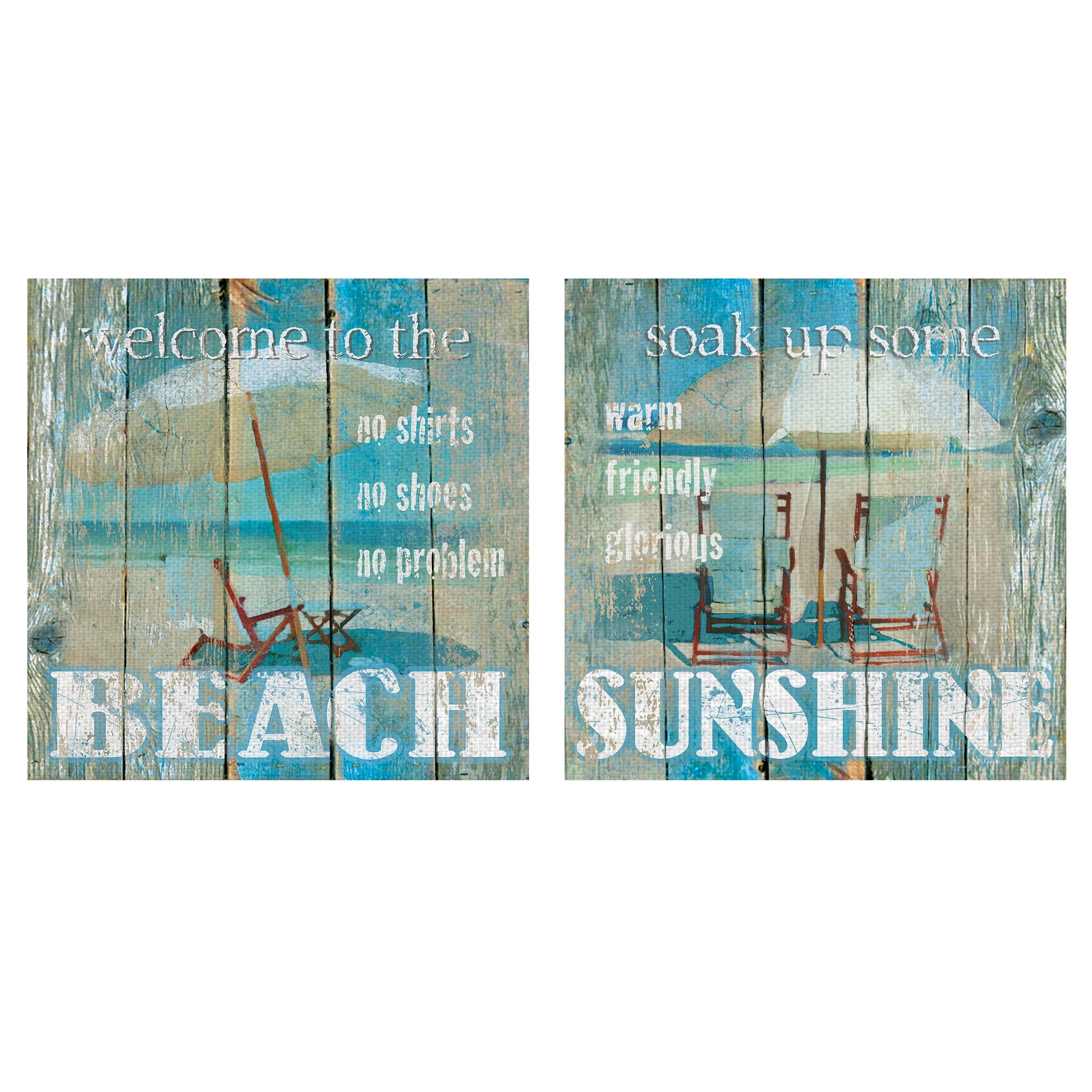 Beach and Sunshine by Carol Robinson Wrapped Canvas Art Print Set of 2