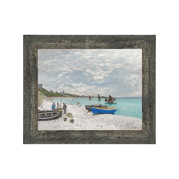 Beach at Sainte-Adresse by Claude Monet Framed Wall Art Print, Coastal Wall Decor, 11x14 2420