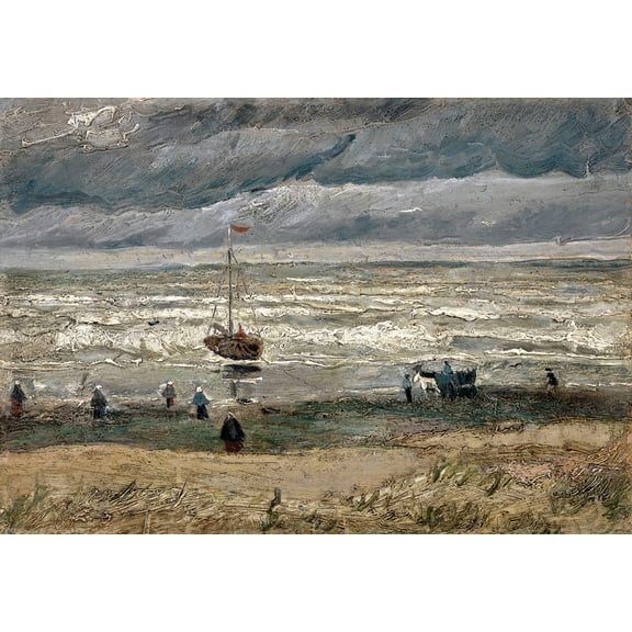 Beach at Scheveningen in Stormy Weather by Vincent van Gogh - 12" x 18" Art Print Wall Decor