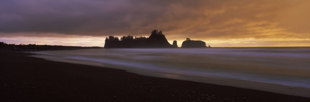Beach at dusk Rialto Beach Olympic National Park Washington State USA Canvas Art - Panoramic Images (12 x 36)