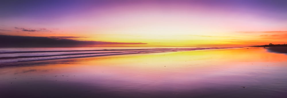 Beach at sunrise Papamoa Beach Bay of Plenty North Island New Zealand Canvas Art - Panoramic Images (27 x 9)