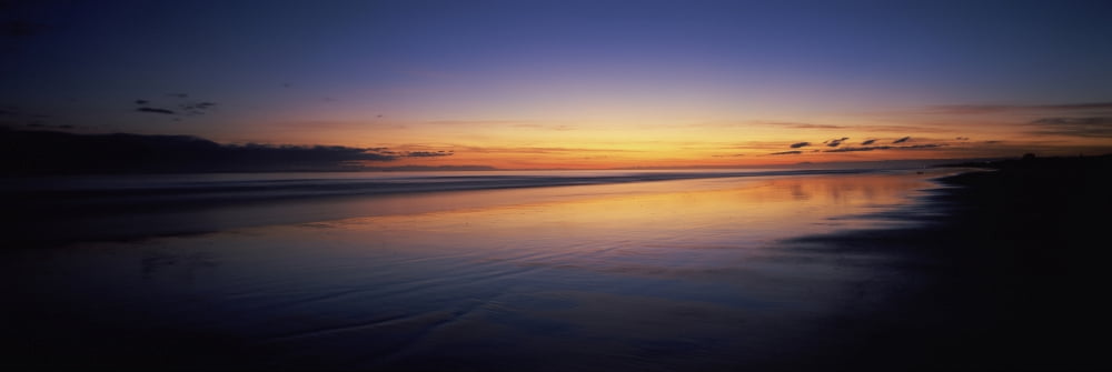 Beach at sunrise Papamoa Beach Bay of Plenty North Island New Zealand Canvas Art - Panoramic Images (27 x 9)