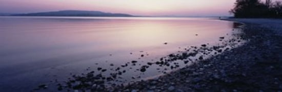 Beach at sunset Lake Constance Germany Canvas Art - Panoramic Images (36 x 12)