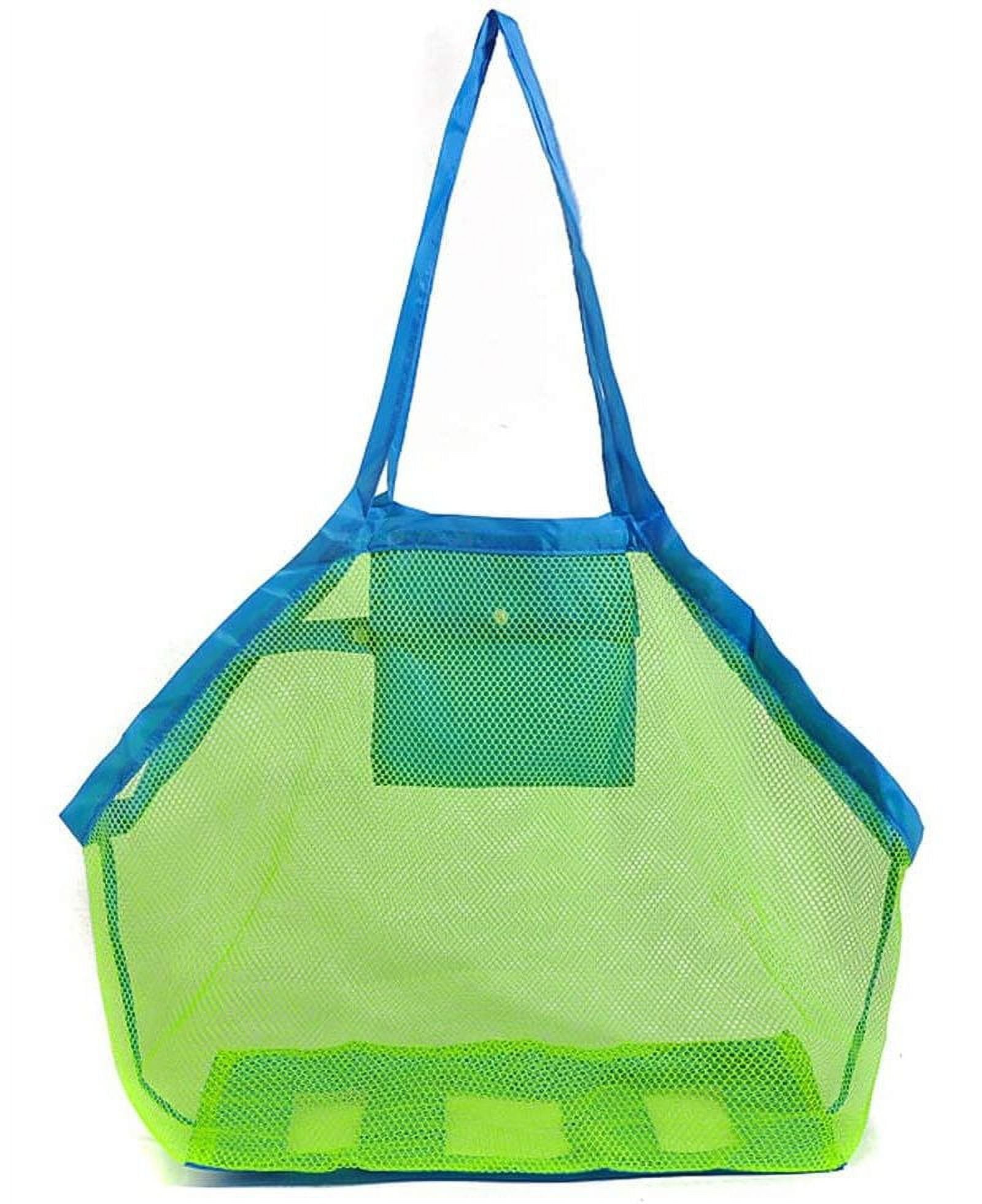 Beach bag beach toys sand toys bag, mesh bag large beach bag green