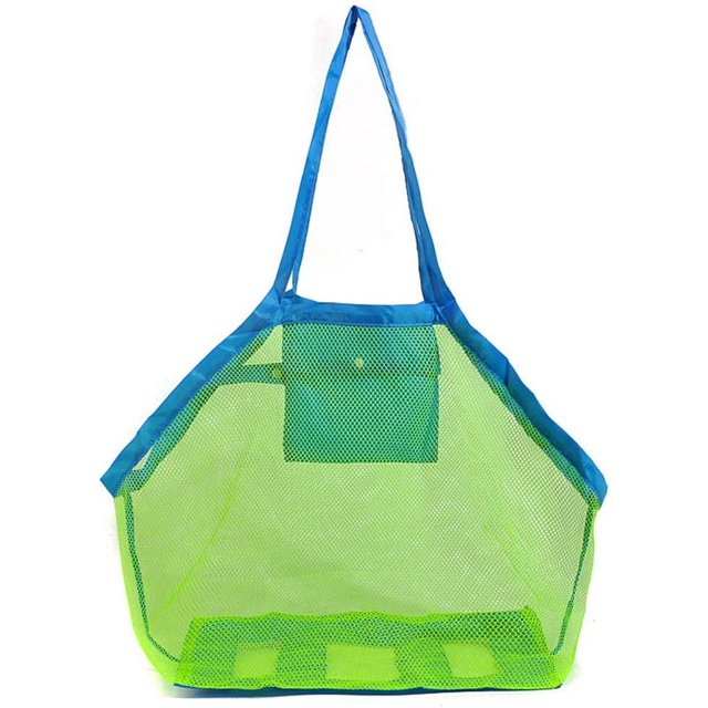Beach bag beach toys sand toys bag, mesh bag large beach bag green