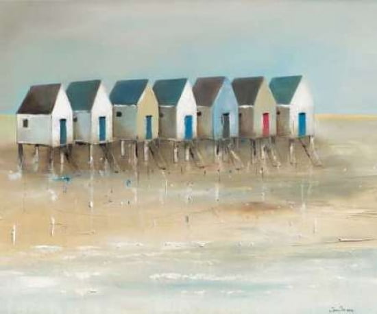 Beach cabins I Canvas Art - Jean Jauneau (20 x 24)