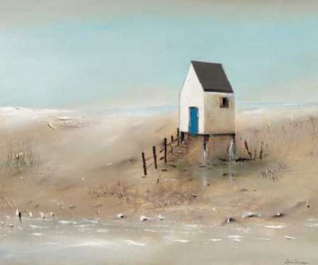Beach cabins II Canvas Art - Jean Jauneau (20 x 24)
