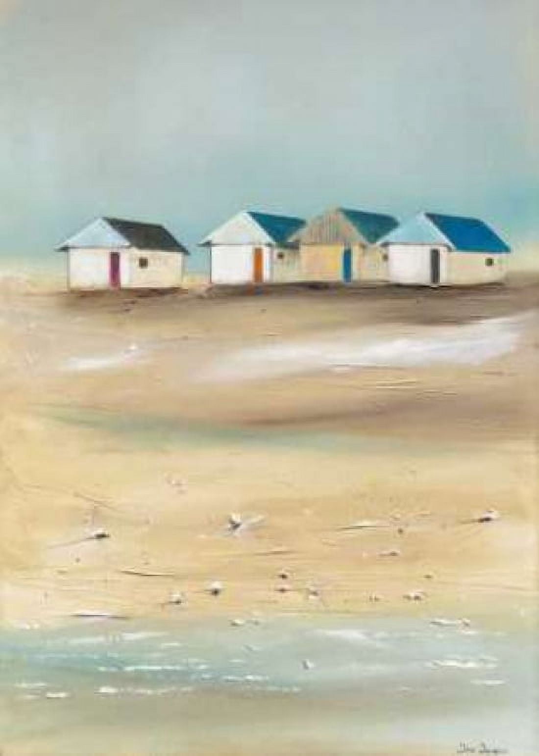 Beach cabins IV Canvas Art - Jean Jauneau (20 x 28)