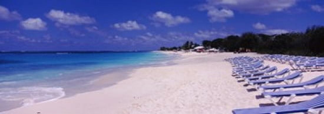 Beach chairs on the beach Shoal Bay Beach Anguilla Canvas Art - Panoramic Images (18 x 7)