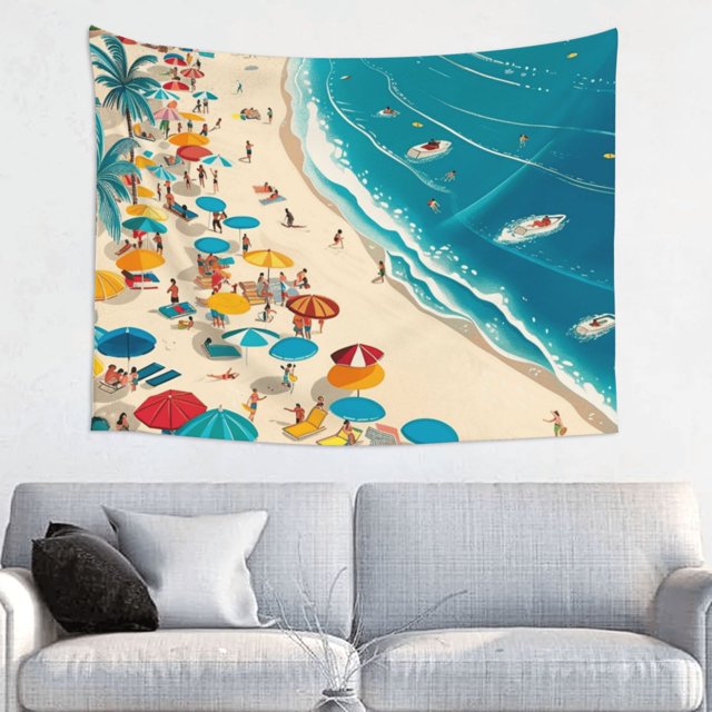 Beach holiday map Tapestry wall hanging art tapestry is suitable for