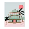 thumbnail image 1 of Beach house - Illustration Beach House Art Deco Retro Palm Tree Pastel Minimalist Tropical Unframed Wall Art Print 22 x 28 inches, 1 of 13