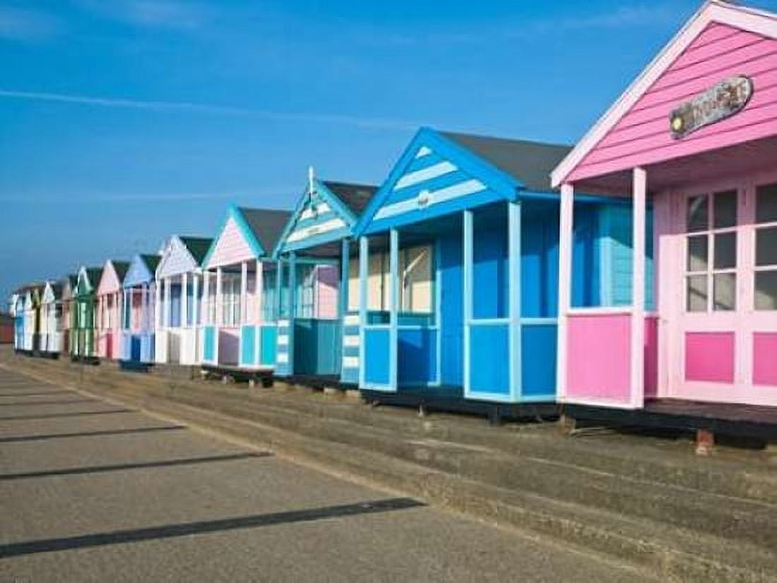 Beach hut in a row against blue sky Canvas Art - Assaf Frank (18 x 24)