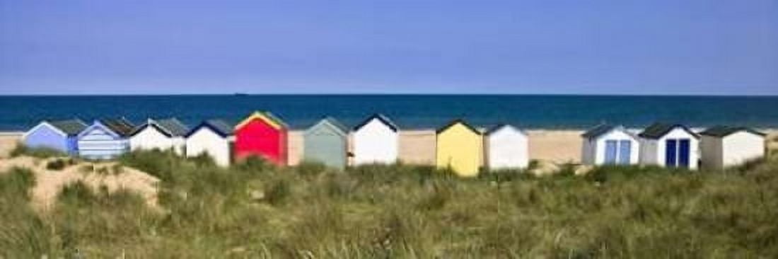 Beach huts in a row Canvas Art - Assaf Frank (8 x 24)