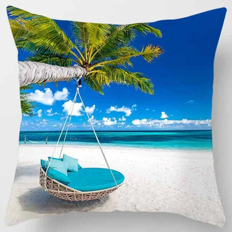 Beach landscape printing pillowcases home decoration car sofa cushion