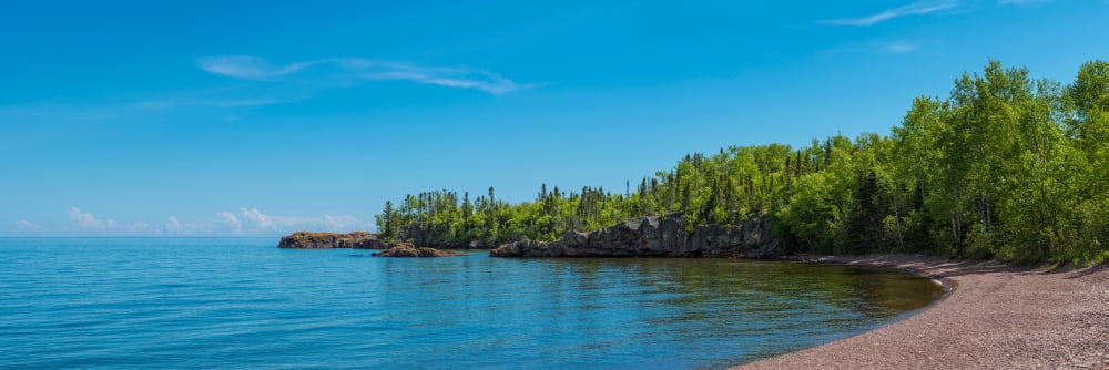 Beach on North Shore of Lake Superior Minnesota USA Canvas Art - Panoramic Images (6 x 18)