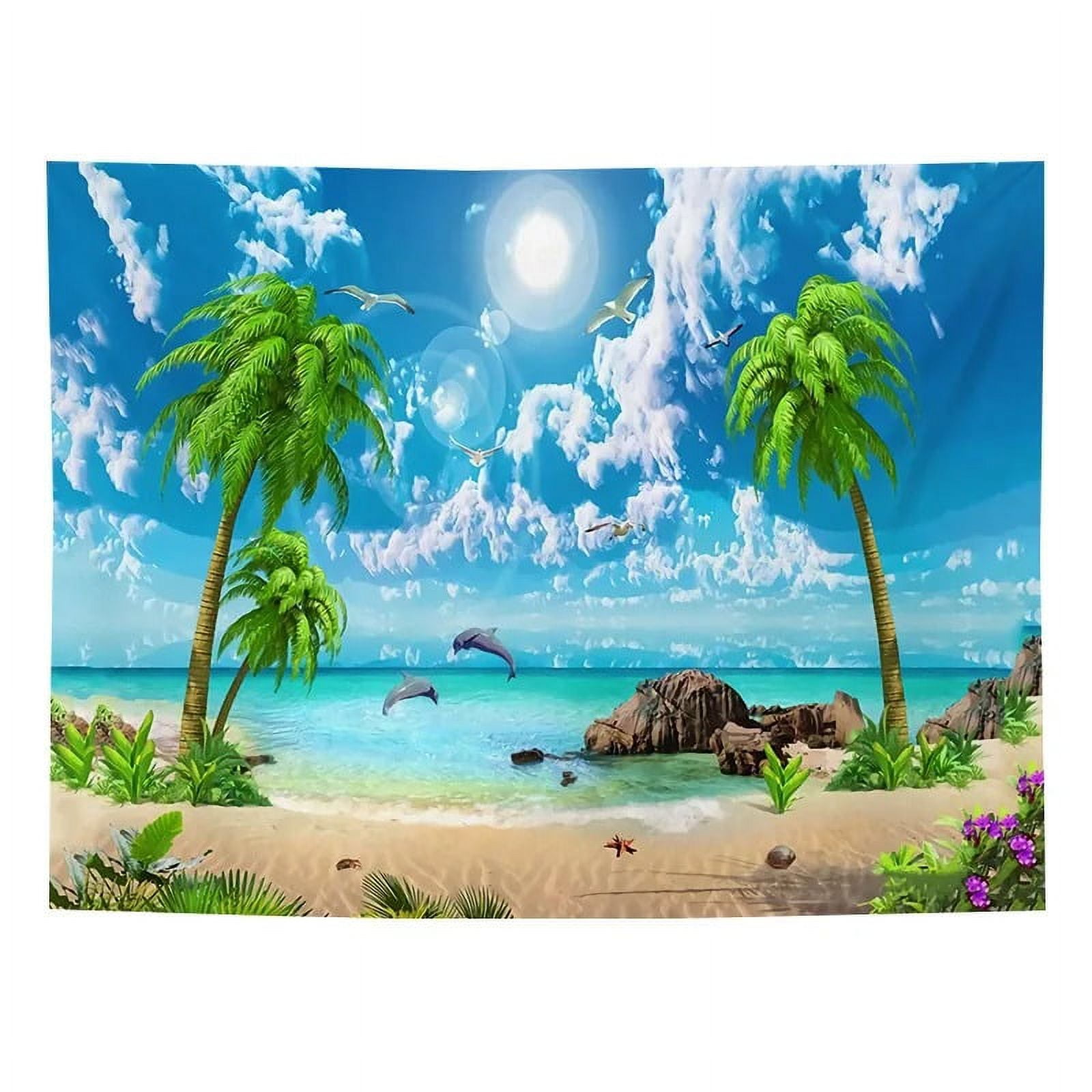 Beach print pattern tapestry home decoration natural scenery background ...