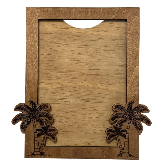Beach-themed Picture Frame with Palm Tree Design, Light Oak, 5x7 inch Photo Size, Wall Mount and Stand Included, Protective Acrylic Cover, Vacation Picture Frame