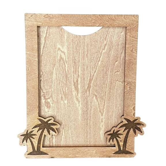 Beach-themed Picture Frame with Palm Tree Design, Light Oak, 5x7 inch Photo Size, Wall Mount and Stand Included, Protective Acrylic Cover, Vacation Picture Frame