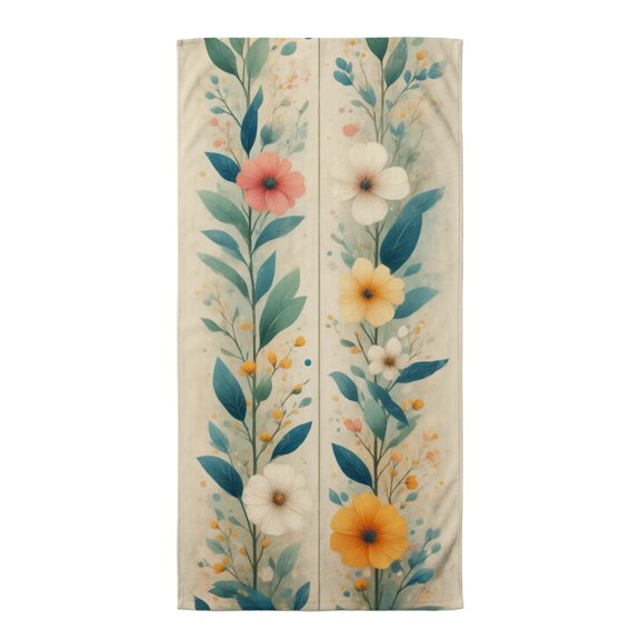 Beach towel boho A painting of flowers and leaves on a white background high quality beach towels beach towel large beach towel lightweight toallas de piscina