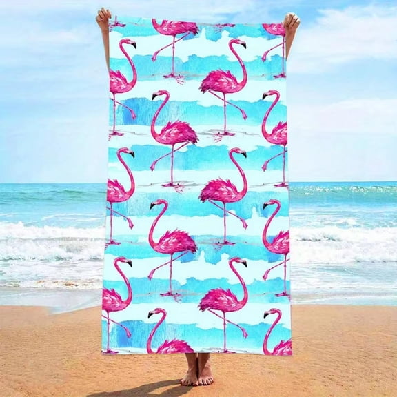 Beach towel flamingo pattern sun protection and windproof suitable for beach pool camping travel beach blanket
