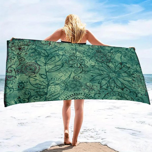 Beach towel floral pattern sun protection windproof suitable for beach pool camping travel beach blanket